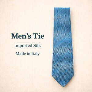Milano Uomo Imported Silk Tie Blue Gray Textured Stripe Italy Classic Business